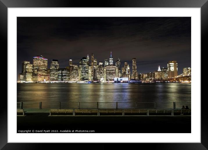 Manhattan Nights  Framed Mounted Print by David Pyatt