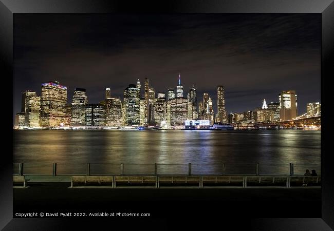 Manhattan Nights  Framed Print by David Pyatt