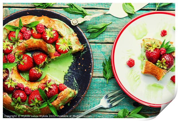 Strawberry and raspberry pie Print by Mykola Lunov Mykola