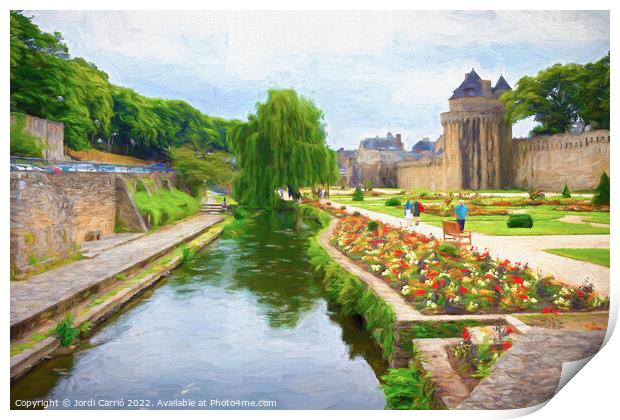 Gardens of Les Remparts in Vannes, Brittany - Picturesque Editio Print by Jordi Carrio