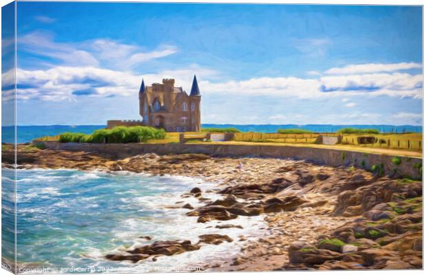 Quiberon peninsula tip castle - C1506-2115-OIL Canvas Print by Jordi Carrio