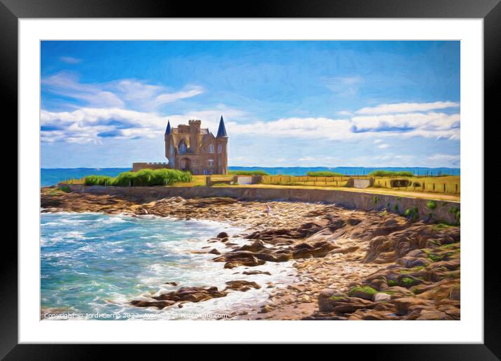 Quiberon peninsula tip castle - C1506-2115-OIL Framed Mounted Print by Jordi Carrio