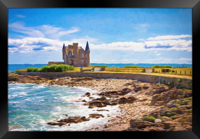 Quiberon peninsula tip castle - C1506-2115-OIL Framed Print by Jordi Carrio