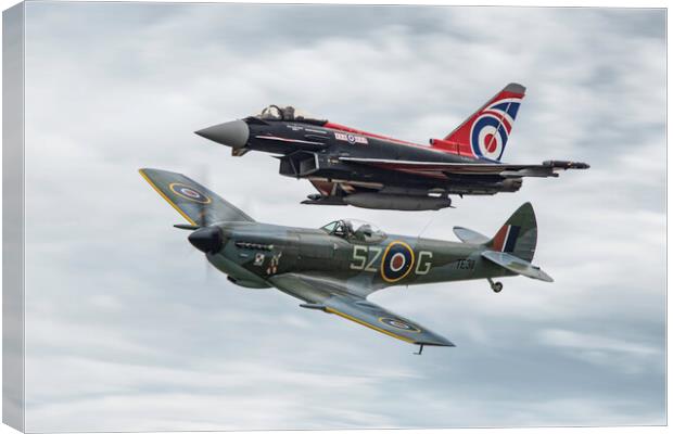 Spitfire and Typhoon Formation Canvas Print by J Biggadike