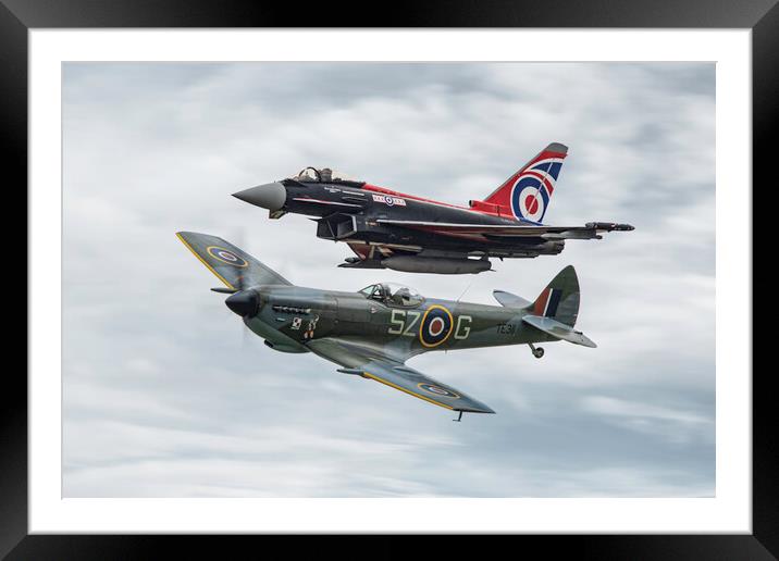 Spitfire and Typhoon Formation Framed Mounted Print by J Biggadike