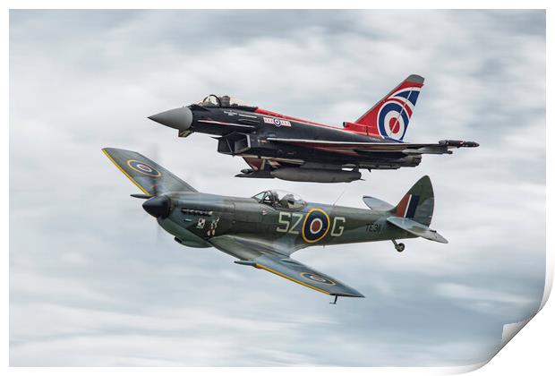 Spitfire and Typhoon Formation Print by J Biggadike