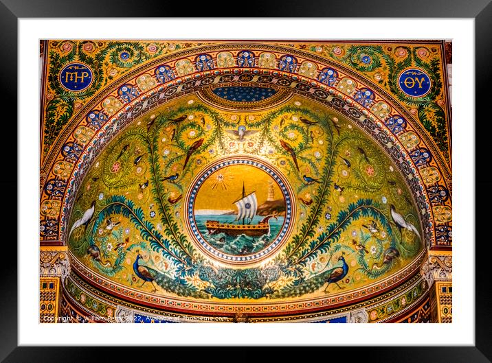 Ship Mosaic Notre Dame de la Garde Church Marseille France Framed Mounted Print by William Perry