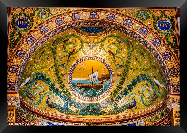 Ship Mosaic Notre Dame de la Garde Church Marseille France Framed Print by William Perry
