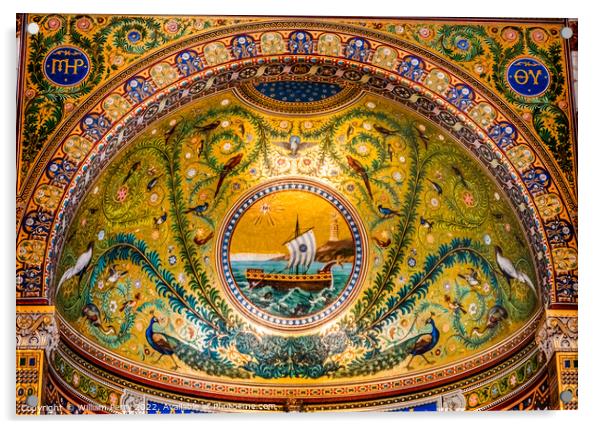 Ship Mosaic Notre Dame de la Garde Church Marseille France Acrylic by William Perry