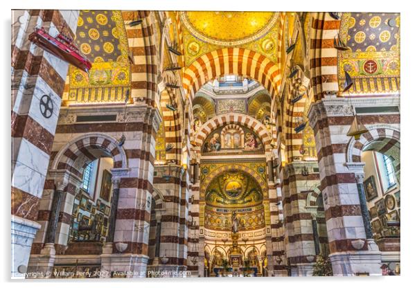 Basilica Mosaics Notre Dame de la Garde Church Marseille France Acrylic by William Perry
