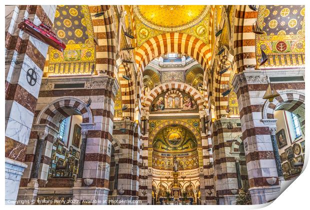 Basilica Mosaics Notre Dame de la Garde Church Marseille France Print by William Perry