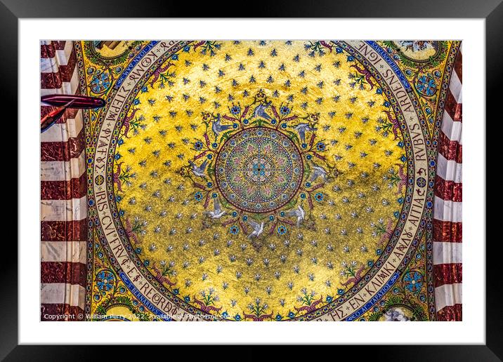 Golden Ceiling Mosaic Notre Dame de la Garde Church Marseille Fr Framed Mounted Print by William Perry