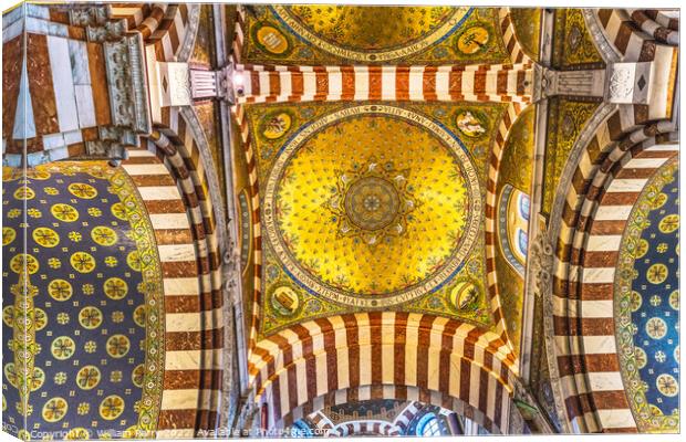 Golden Ceiling Mosaic Notre Dame de la Garde Church Marseille Fr Canvas Print by William Perry