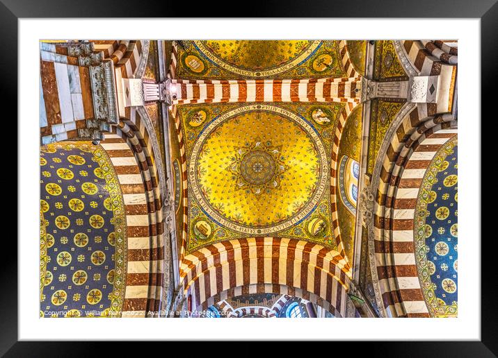Golden Ceiling Mosaic Notre Dame de la Garde Church Marseille Fr Framed Mounted Print by William Perry