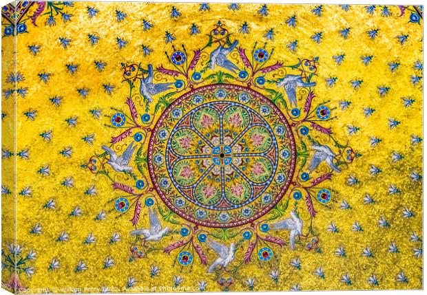 Golden Ceiling Mosaic Notre Dame de la Garde Church Marseille Fr Canvas Print by William Perry