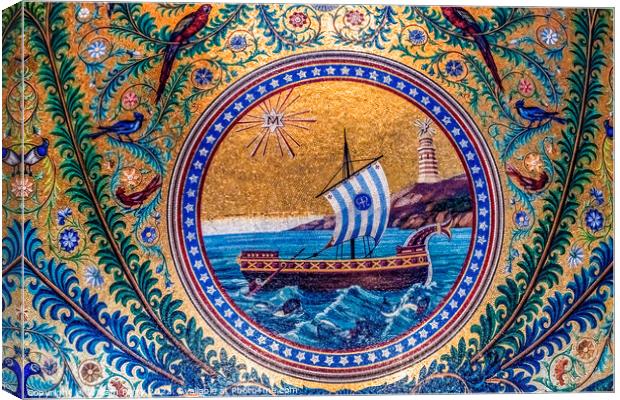 Ship Mosaic Basilica Notre Dame de la Garde Church Marseille Fra Canvas Print by William Perry