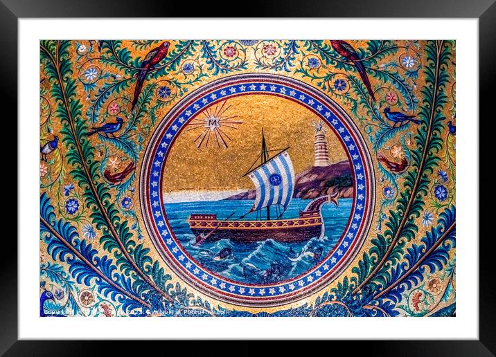 Ship Mosaic Basilica Notre Dame de la Garde Church Marseille Fra Framed Mounted Print by William Perry