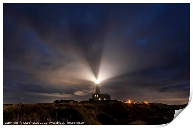 Flamborough Head Lighthouse At Night. Print by Craig Yates