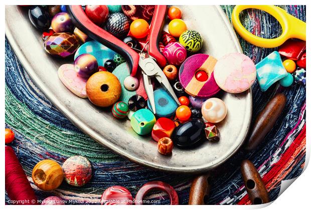 Various multicolored beads. Print by Mykola Lunov Mykola