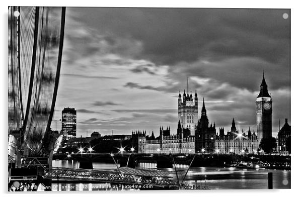 Westminster, black and white Acrylic by Dawn O'Connor