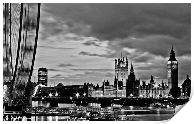 Westminster, black and white Print by Dawn O'Connor
