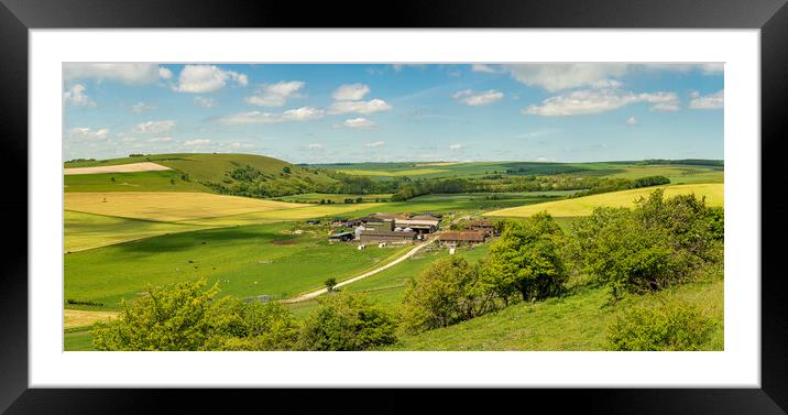 Farming in the South Downs National Park. Framed Mounted Print by Malcolm McHugh