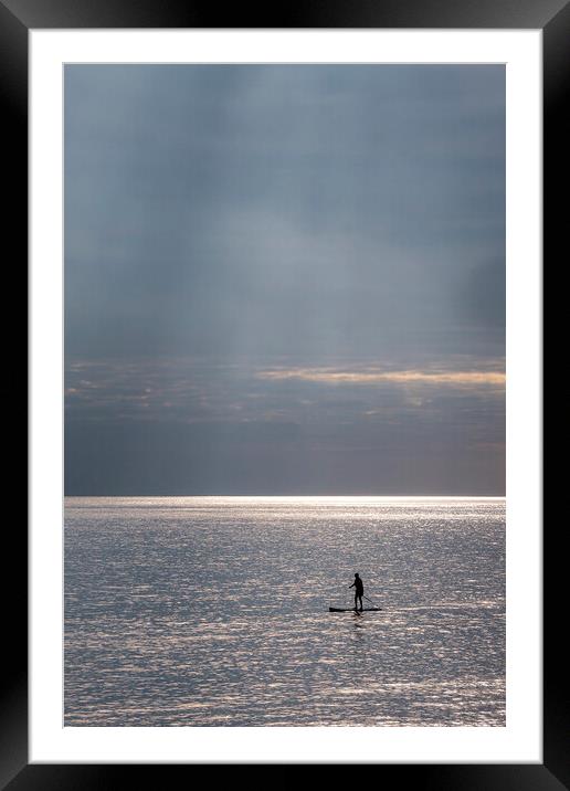 Paddleboarding Silhouette Framed Mounted Print by Malcolm McHugh