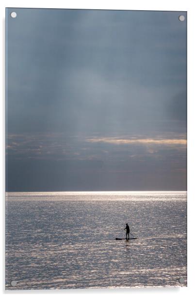 Paddleboarding Silhouette Acrylic by Malcolm McHugh