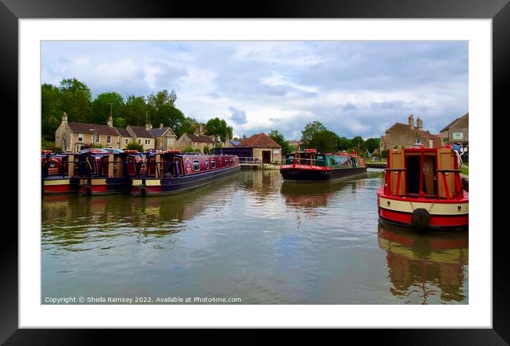 Narrow Boats On Kennet and Avon Canal Framed Mounted Print by Sheila Ramsey