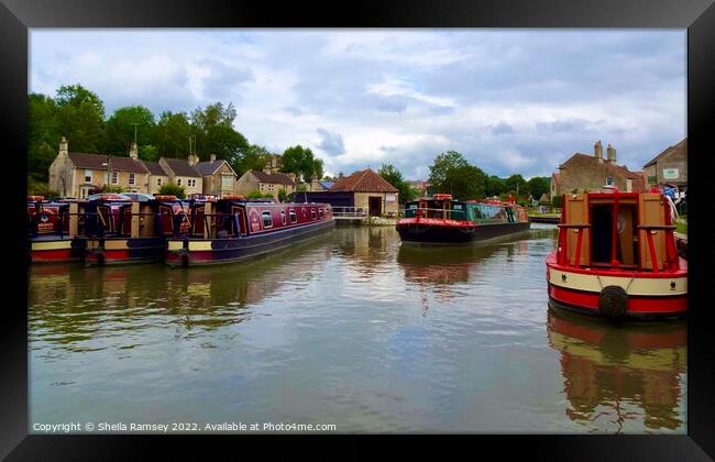 Narrow Boats On Kennet and Avon Canal Framed Print by Sheila Ramsey