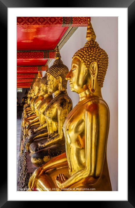 Buddha statues in Wat Pho, Bangkok, Thailand Framed Mounted Print by Kevin Hellon