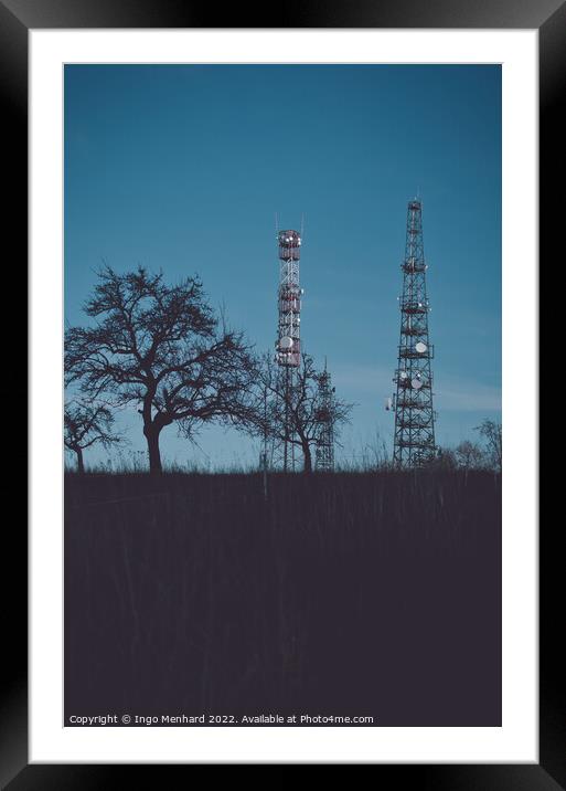 Two broadcasting towers on the meadow Framed Mounted Print by Ingo Menhard