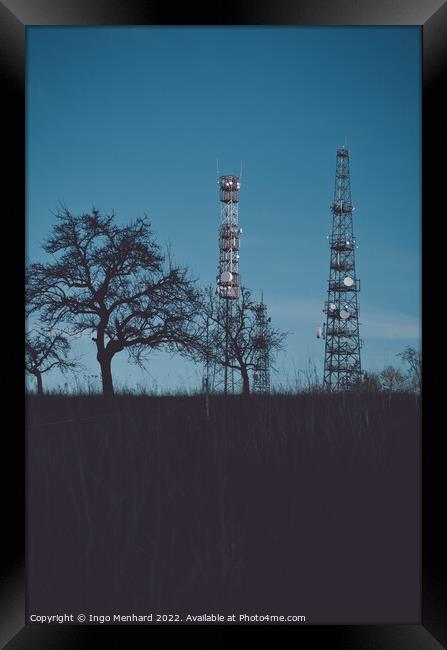 Two broadcasting towers on the meadow Framed Print by Ingo Menhard