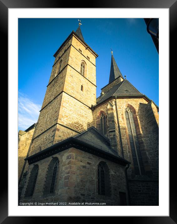 Low angle shot of a Bavarian church dome Framed Mounted Print by Ingo Menhard