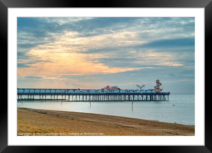 Herne Bay Pier Sunset Framed Mounted Print by Alison Chambers