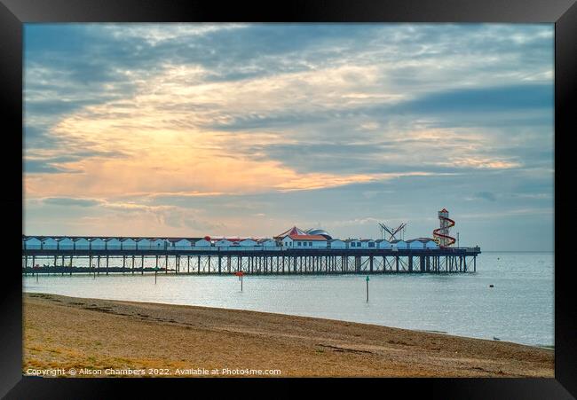 Herne Bay Pier Sunset Framed Print by Alison Chambers