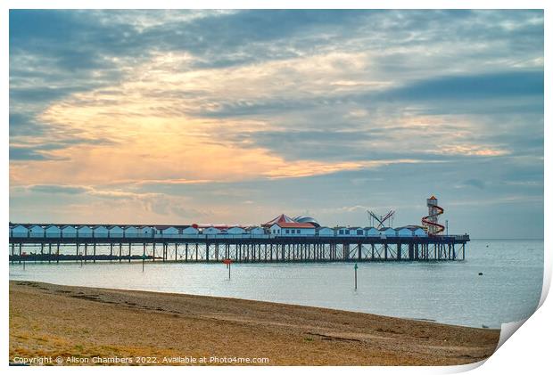 Herne Bay Pier Sunset Print by Alison Chambers