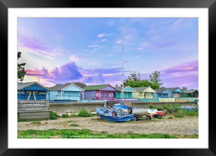 Whitstable Beach Huts Framed Mounted Print by Alison Chambers