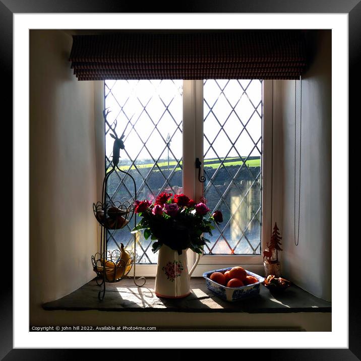 Through the cottage window. Framed Mounted Print by john hill