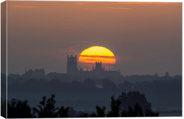 Sunrise behind Ely Cathedral, 14th May 2022 Canvas Print by Andrew Sharpe