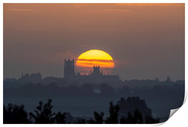 Sunrise behind Ely Cathedral, 14th May 2022 Print by Andrew Sharpe