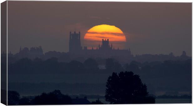 Sunrise behind Ely Cathedral Canvas Print by Andrew Sharpe