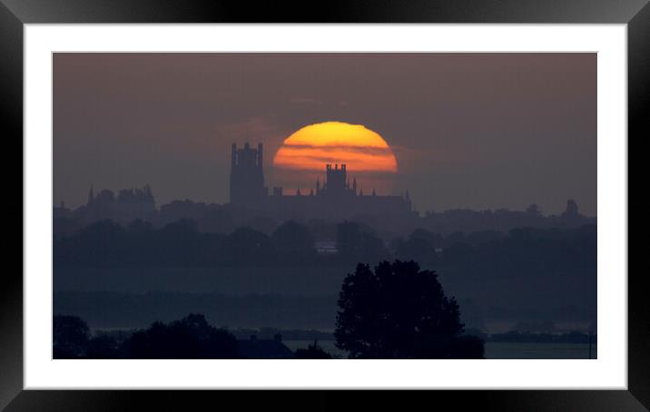 Sunrise behind Ely Cathedral Framed Mounted Print by Andrew Sharpe
