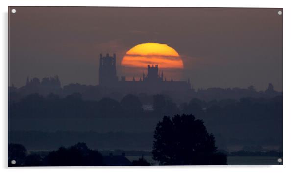 Sunrise behind Ely Cathedral Acrylic by Andrew Sharpe