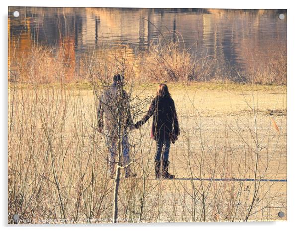 Scenic shot of a couple walking around the lake Acrylic by Ingo Menhard