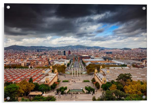City of Barcelona Cityscape in Spain Acrylic by Artur Bogacki