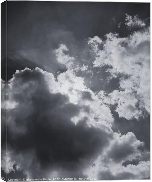 Sunlit Cloudy Sky Canvas Print by Elaine Anne Baxter