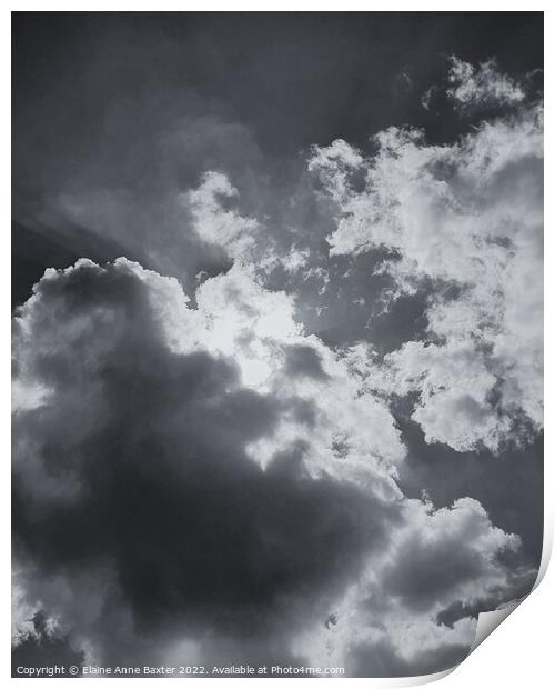 Sunlit Cloudy Sky Print by Elaine Anne Baxter