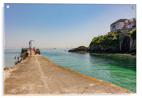 Looe 'Banjo' Pier - Looe, Cornwall, UK. Acrylic by Malcolm McHugh