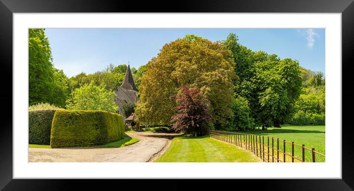 Findon Village Church amongst the Spring Greens Framed Mounted Print by Malcolm McHugh